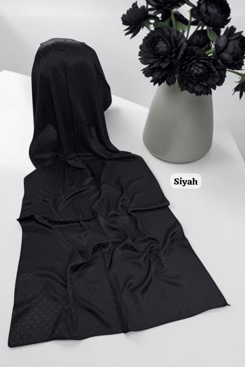 Bloom Desen Jakar Şal Siyah