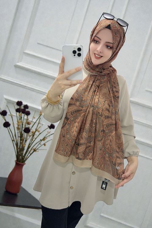 Rüya Lina Etnik Desen Aura Soft Şal Kod: 3558 - V09