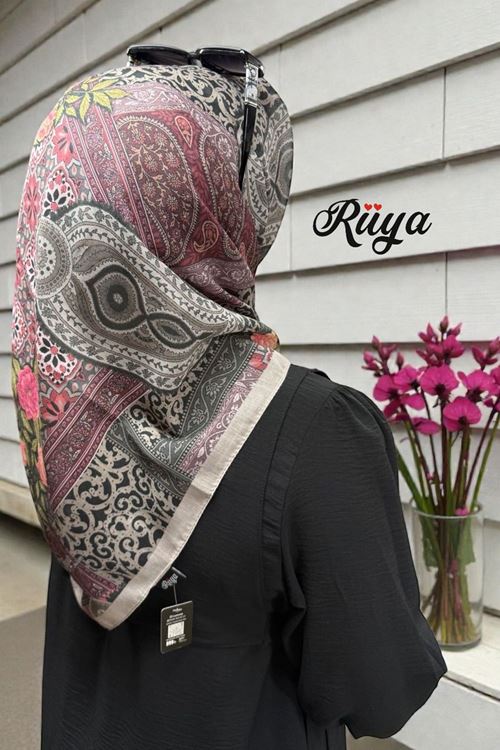 Rüya Lina Güllü Desen Soft Eşarp Kod: 3507 - V06