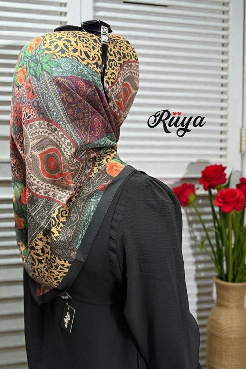 Rüya Lina Güllü Desen Soft Eşarp Kod: 3507 - V02