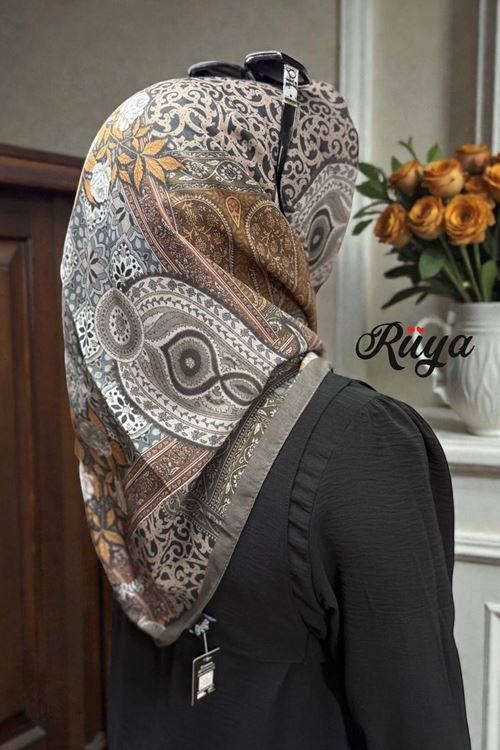 Rüya Lina Güllü Desen Soft Eşarp Kod: 3507 - V10