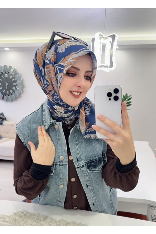 Rüya Koton Eşarp Yaprak Desen