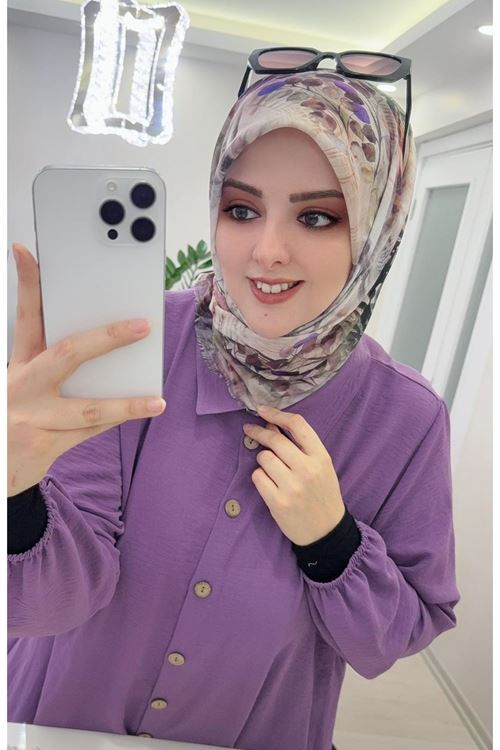 Rüya Koton Eşarp Yaprak Modeli