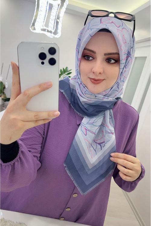 Rüya Koton Eşarp Çizgisel Desen