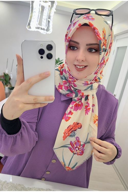 Rüya Koton Eşarp Bahar Desen