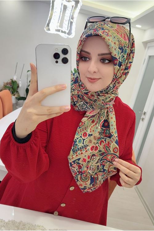 Rüya Koton Eşarp Etnik Zerda Modeli  
