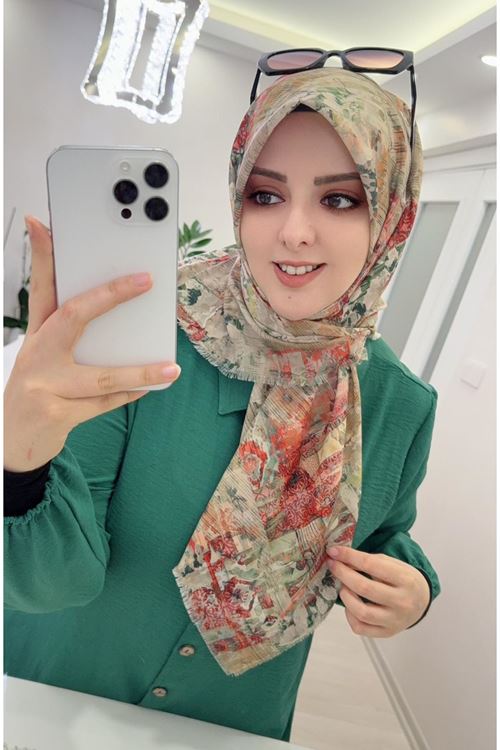 Rüya Koton Eşarp Yaprak Modeli