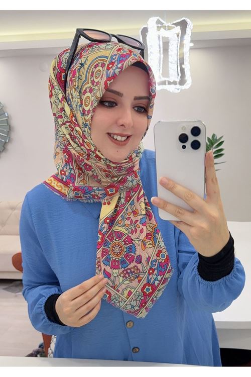 Rüya Koton Eşarp Etnik Desen