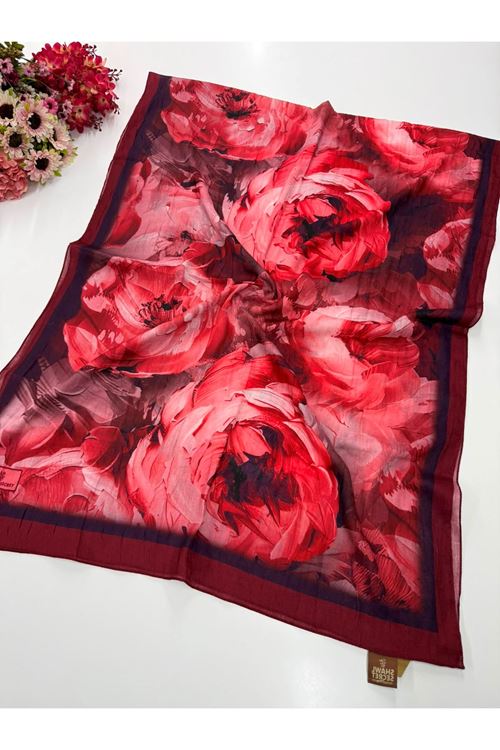 Rose Desen Pamuklu Kraş Şal Kod : 8254