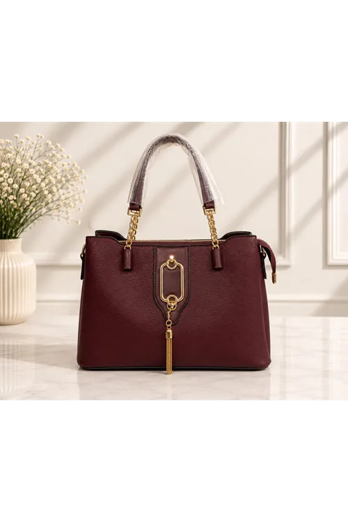 Royal Zincir Detay  Çanta - Bordo