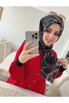 Rüya Koton Eşarp Kırmızı Kemerli Zincir