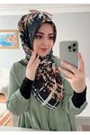 Rüya Koton Eşarp Çizgi Leopar Modeli