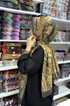 Etro Desen İpeksi Soft Şal (Yeşil-Hardal) 