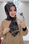 Rüya Koton Eşarp Kırmızı Kemerli Zincir