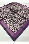 Çizgi Leopar Desen Twill Eşarp