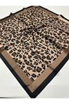 Çizgi Leopar Desen Twill Eşarp 