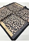 Çizgi Leopar Desen Twill Eşarp 