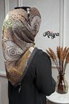 Rüya Lina Güllü Desen Soft Eşarp Kod: 3507 - V23 (Acı Kahve)