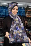 Gelincik Desen Kraş Şal (Şerit:Lacivert)