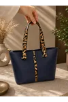 Leopar Detaylı Çanta - Lacivert