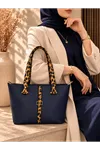 Leopar Detaylı Çanta - Lacivert